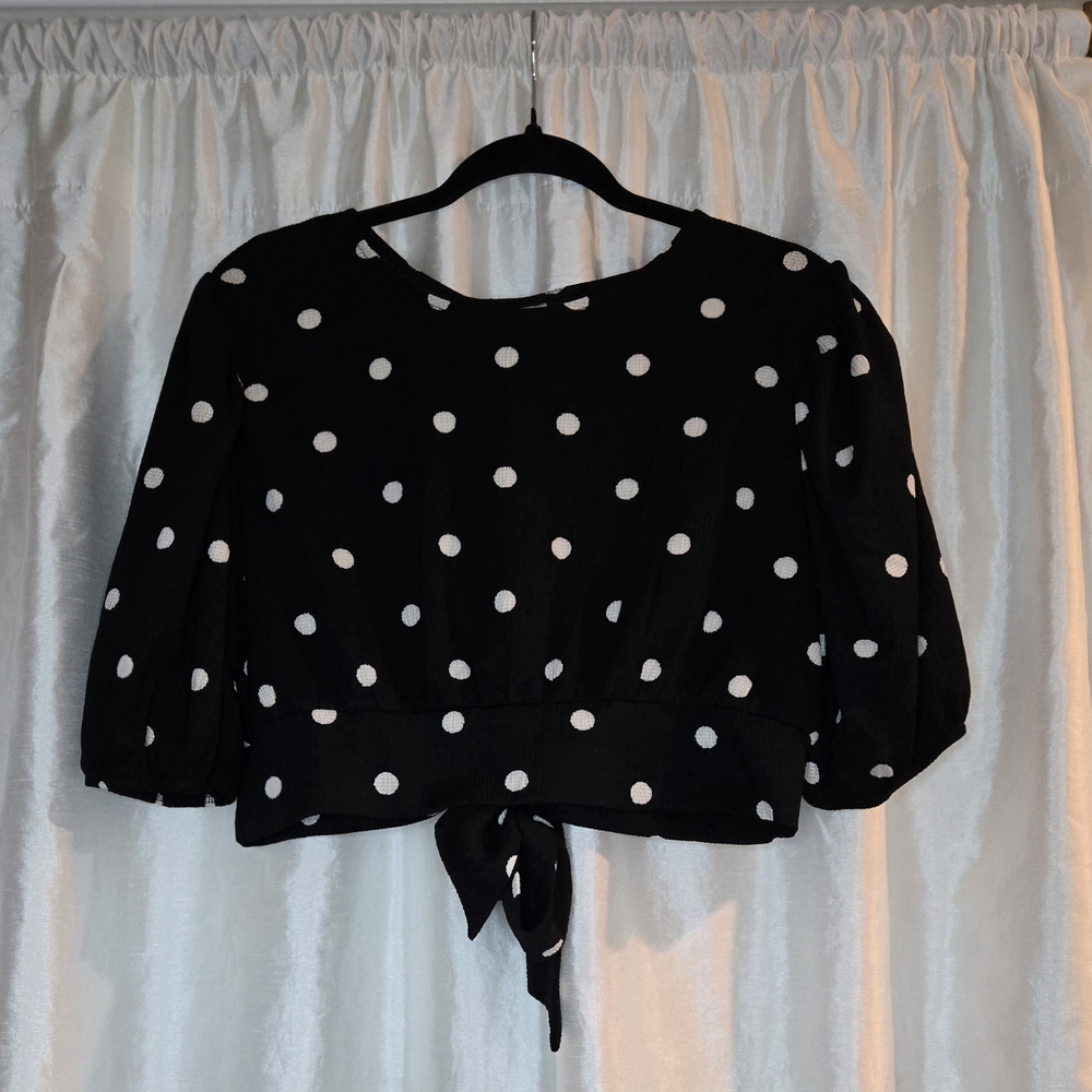 H&M Black and White Polka Dot Blouse